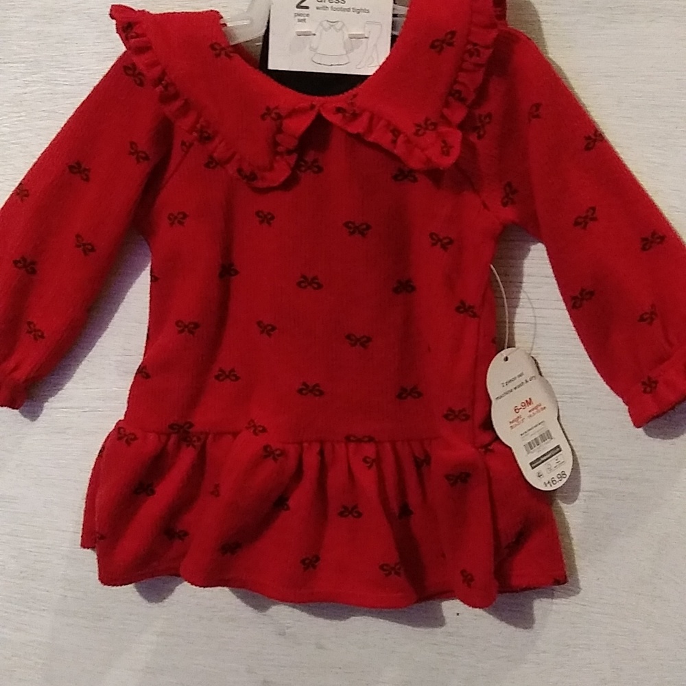6-9M 2 Piece Dress with Footed Tights